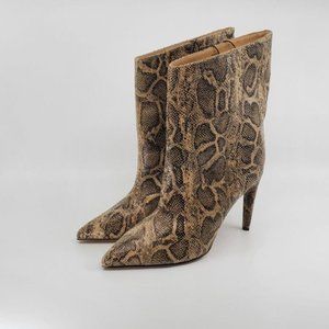 Express Snakeskin Textured Asymmetrical Booties